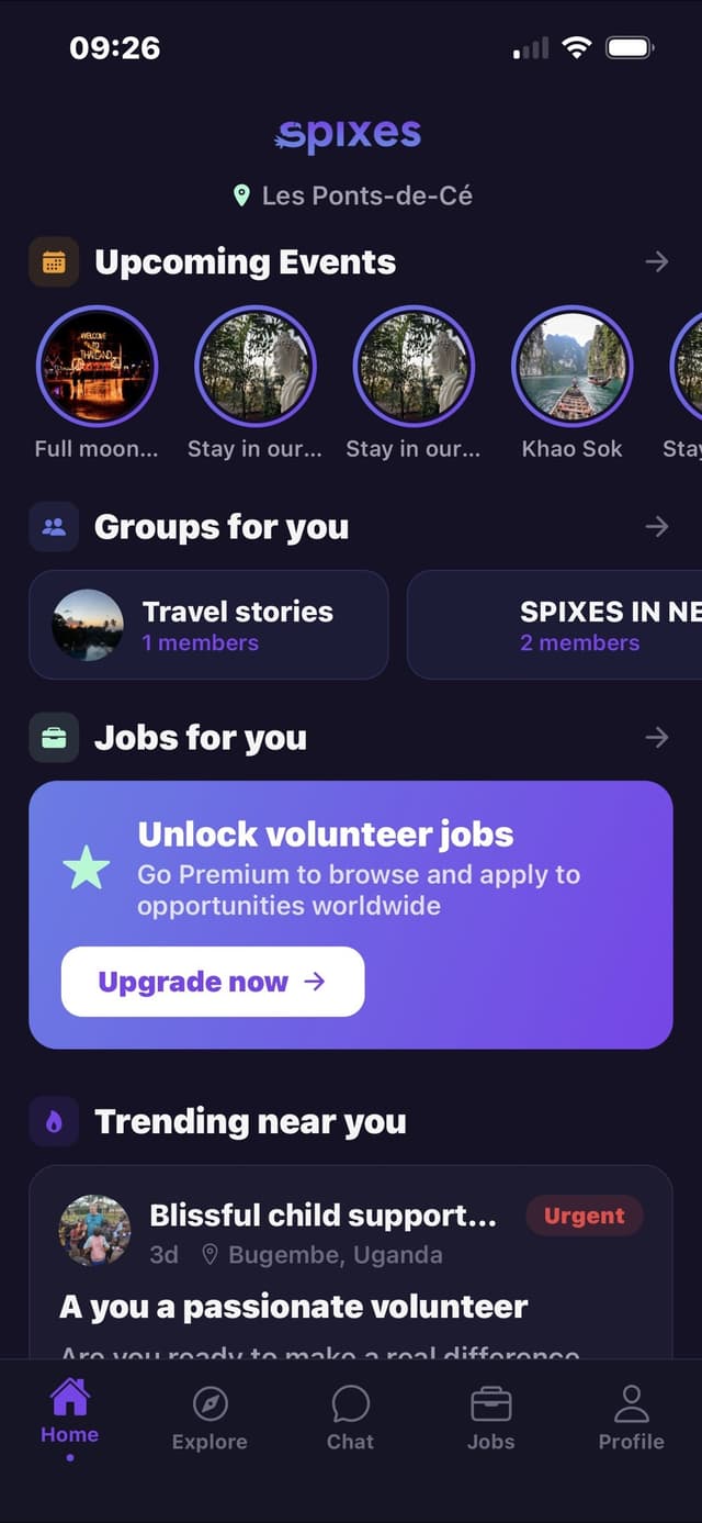 Spixes app home screen